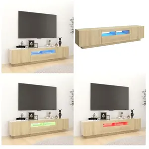 Vidaxl - Meuble tv avec lumières led Chêne sonoma 180x35x40 cm - Meuble Tv - Meuble Téléviseur - Meuble Audiovisuel - Éclairage Led - Meuble pas cher