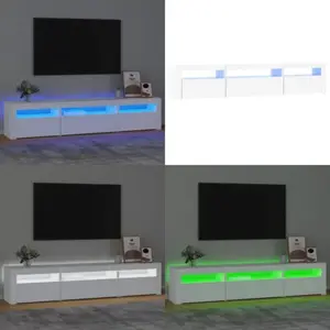 vidaXL Meuble tv avec lumières led Blanc 195x35x40 cm - Meuble Tv - Me... pas cher