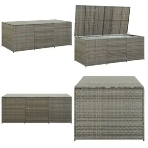 vidaXL Boîte de rangement de jardin résine tressée 180x90x70 cm gris - Coffre De Rangement - Boîte De Rangement Extérieure - Rangement Jardin - Meuble DeVendu parkaufland