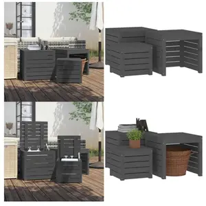 Vidaxl - Ensemble de boîtes de jardin 3 pcs gris bois de pin massif - Coffre De Jardin - Meuble De Jardin - Rangement Exterieur - Coffre De Rangement pas cher