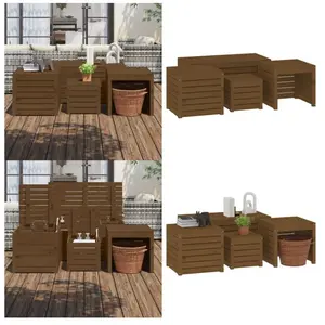 Vidaxl - Ensemble de boîtes de jardin 4 pcs marron miel bois pin massif - Coffre De Jardin - Rangements Exterieur - Meuble De Jardin - Coffre DeVendu parkaufland