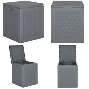 Vidaxl - Boîte de rangement de jardin gris pp rotin 90 l - Boîte De Ra... pas cher