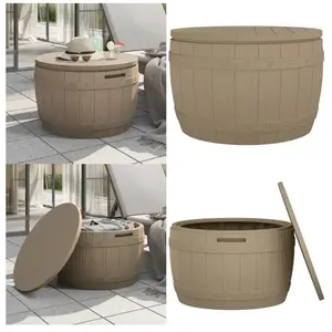 Vidaxl - Boîte de rangement de jardin 3 en 1 marron clair polypropylène - Coffre De Jardin - Rangement Extérieur - Meuble De Jardin - Boîte De pas cher