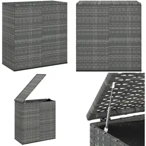 vidaXL Boîte à coussins de jardin Résine tressée 100x49x103,5 cm Gris - Coffre De Jardin - Rangement Jardin - Boite Coussin - Meuble Jardin - Résine Tressée pas cher