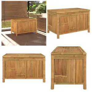 vidaXL Boîte de rangement de jardin 90x52x55 cm Bambou - Coffre De Jardin - Rangement Extérieur - Boîte De Rangement - Meuble De Jardin - Bambou - Home & pas cher