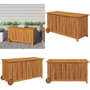 Vidaxl - Boîte de rangement de jardin avec roues 113x50x58cm Bois acacia - Coffre De Jardin - Rangement Extérieur - Meuble De Jardin - Coffre De pas cher