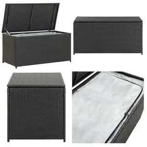 vidaXL Boîte de rangement de jardin résine tressée 100x50x50 cm noir - Coffre De Rangement - Boîte De Rangement Extérieure - Rangement Jardin - Meuble De pas cher