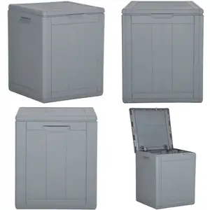 vidaXL Boîte de rangement de jardin 90 l Gris pp Rotin - Boîte De Rangement Jardin - Coffre De Rangement Extérieur - Rangement Jardin - Meuble De Jardin pas cher