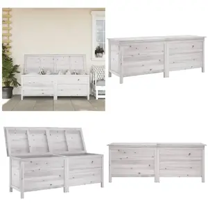 Vidaxl - Boîte de rangement jardin blanc 150x50x56,5cm bois massif sapin - Boîte De Rangement Jardin - Coffre De Jardin - Rangement Extérieur pas cher