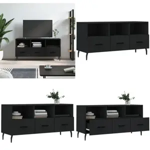 vidaXL Armoire TV Noir 102x36x50 cm Bois composite - Armoire TV - Meub... pas cher