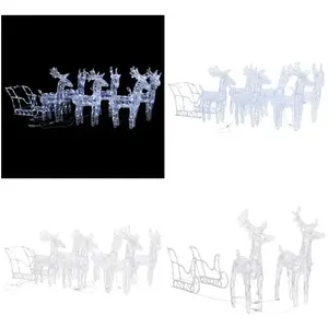 vidaXL Rennes traîneau Décoration de Noël 320 LEDs Acrylique - LED-Ren...