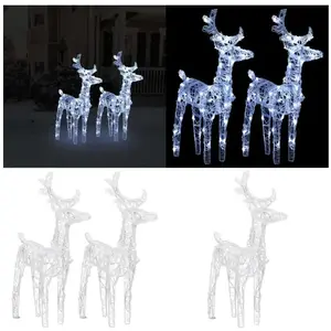 vidaXL Rennes de Noël 2 pcs 80 led Blanc froid Acrylique - renne de Noël - rennes de Noël - Home & Living pas cher