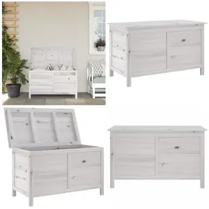 Vidaxl - Boîte de rangement de jardin blanc bois massif de sapin - Boîte De Rangement Jardin - Coffre De Jardin - Rangement Extérieur - Rangement pas cher