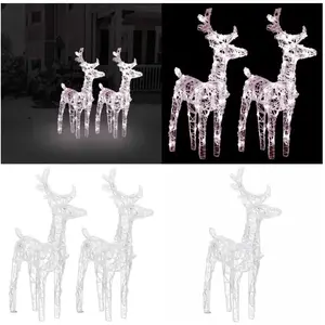 Vidaxl - Rennes de Noël 2 pcs 80 led Blanc chaud Acrylique - renne de ... pas cher