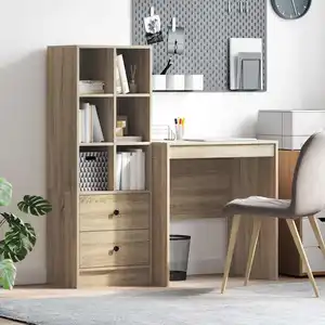 vidaXL Bureau avec rangement en chêne Sonoma et bois d'ingénierie pas cher