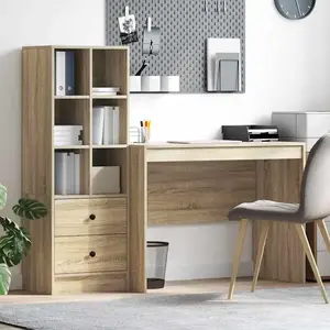 vidaXL Bureau avec rangement en chêne de Sonoma en bois d'ingénierie pas cher