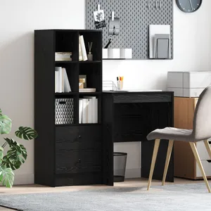 vidaXL Bureau  chêne noir avec rangement en bois d'ingénierie pas cher