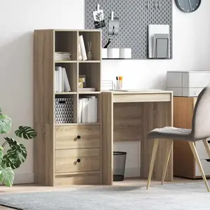 vidaXL Bureau avec rangement Chêne Sonoma Bois d'ingénierie pas cher
