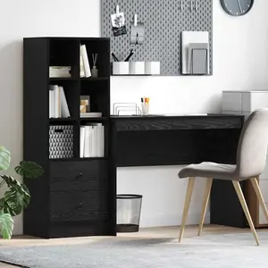vidaXL Bureau avec rangement chêne noir bois d'ingénierie pas cher