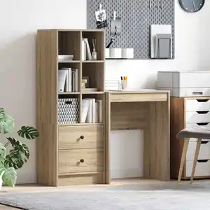 vidaXL Bureau avec rangement en chêne sonoma en bois d'ingénierie pas cher