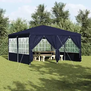 vidaXL Tente de fête avec 8 parois latérales bleues 4x4 m PE pas cher