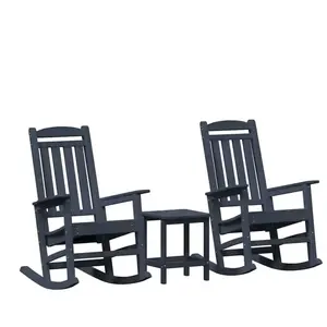 Vidaxl - Chaise Berçante De Jardin 3 Pcs Bleu Marine 38 X 38 X 46 Cm pas cher