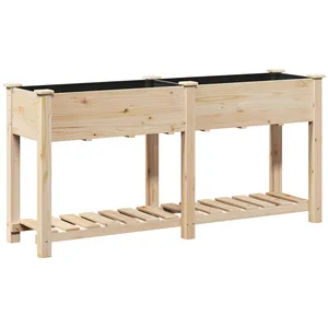 vidaXL Jardinière avec étagère 161x43x76 cm en bois massif de sapin pas cher