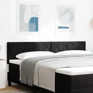 vidaXL Tête De Lit Vidaxl Design Blocs Diamant Noir 180 Cm Velours pas cher