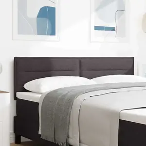 Vidaxl tête de lit design lignes marron foncé 160 cm tissu pas cher