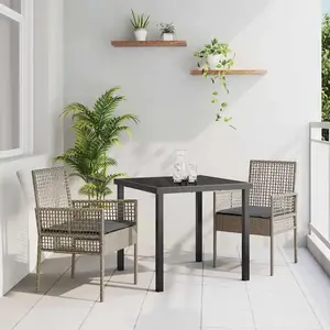 vidaXL Chaises de jardin 2 pcs avec coussins gris en poly rattan pas cher