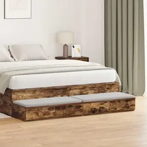 vidaXL Tiroirs de lit avec tiroir Chêne fumé 160 x 36,5 x 16,5 cm pas cher