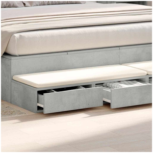 vidaXL Tiroirs de lit avec tiroir Gris béton 180 x 36,5 x 16,5 cm pas cher