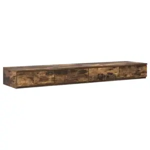 vidaXL Tiroirs De Lit Vidaxl Chêne Fumé 135x36,5x16,5 Cm En Aggloméré pas cher