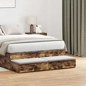 Vidaxl tiroirs de lit avec tiroir chêne fumé 120 x 36,5 x 16,5 cm pas cher
