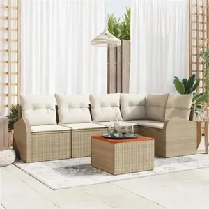 vidaXL Ensemble de canapé de jardin avec coussin 6 pcs Beige polyrotin pas cher
