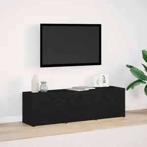 vidaXL Meuble TV avec LEDs Chêne Noir 140x34x40 cm Bois d'ingénierie pas cher