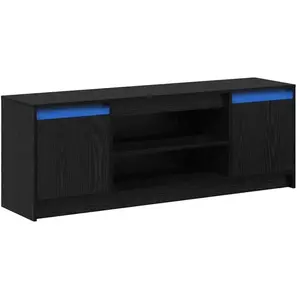 vidaXL Meuble TV avec LED en Chêne Noir 139,5x34x50 cm Bois d Ingénierie pas cher