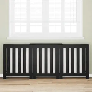 Comparateur de prix : vidaXL Couverture de radiateur noir aspect chêne 205 x 21,5 x 83,5 cm