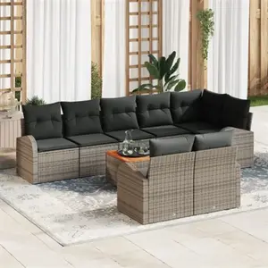vidaXL Ensemble de canapé de jardin avec coussin 9 pcs Gris polyrotin pas cher