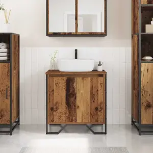 vidaXL Meuble de lavabo Vieux bois 60x35x50 cm en bois reconstitué pas cher