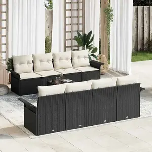 Vidaxl - Ensemble De Canapé De Jardin 9 Pcs Noir Poly Rotin pas cher