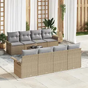 Vidaxl - Ensemble De Canapé De Jardin 9 Pcs Beige Poly Rotin pas cher