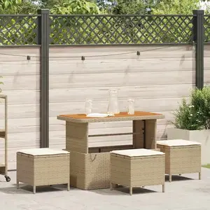 Comparateur de prix : Ensemble De Salle À Manger Pour Jardin 4 Pcs Beige Poly Rotin Vidaxl