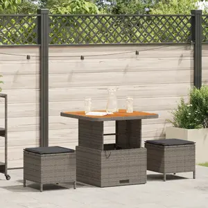 Vidaxl - Ensemble De Salle À Manger Pour Jardin 3 Pcs Gris Poly Rotin pas cher