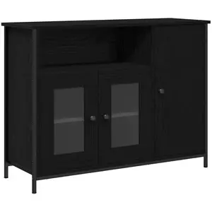 vidaXL Sideboard noir imitation chêne 100 x 35 x 75 cm Bois composite pas cher
