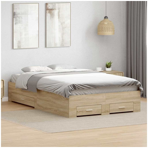 Vidaxl cadre de lit marron 120 x 200 cm bois d'ingénierie pas cher