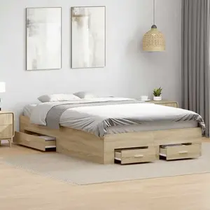 vidaXL Cadre de lit  Chêne Sonoma 140x200 cm Bois reconstitué pas cher