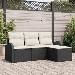 vidaXL Ensemble de canapé de jardin Noir polyrotin pas cher