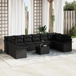Vidaxl - Ensemble De Canapé De Jardin 11 Pcs Noir Poly Rotin pas cher