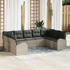 Vidaxl - Ensemble De Canapé De Jardin 9 Pcs Gris Clair Poly Rotin pas cher